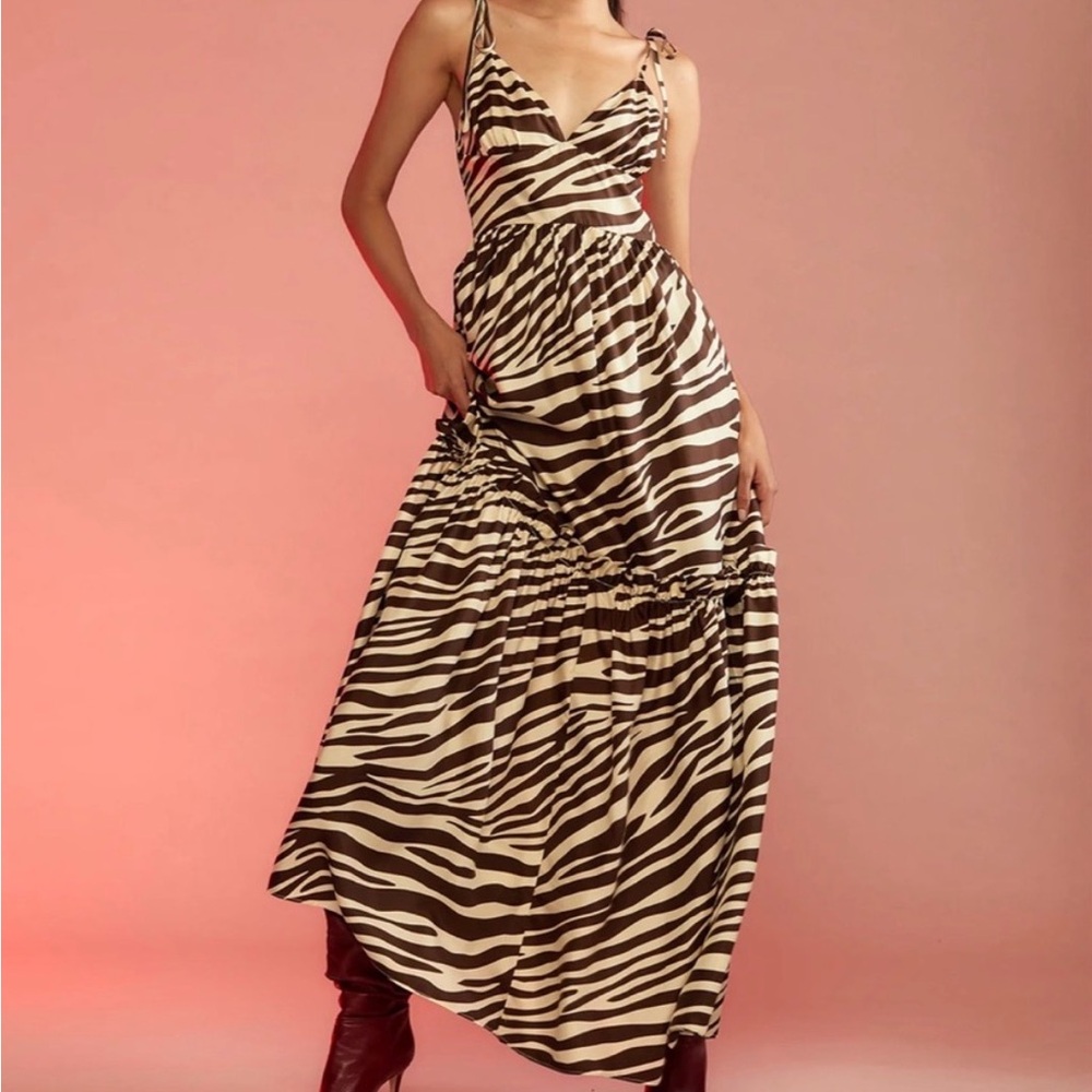 Cynthia Rowley wild side zebra maxi dress